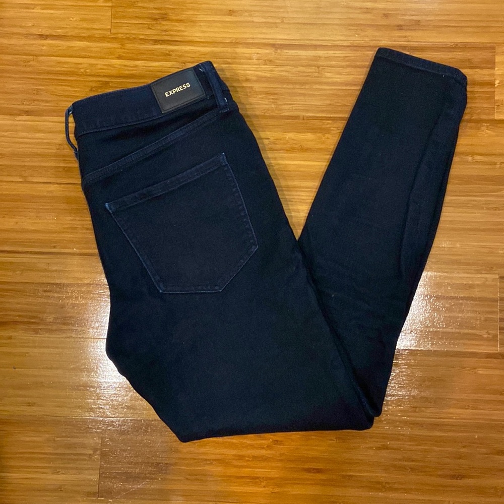 Express dark wash skinny jeans